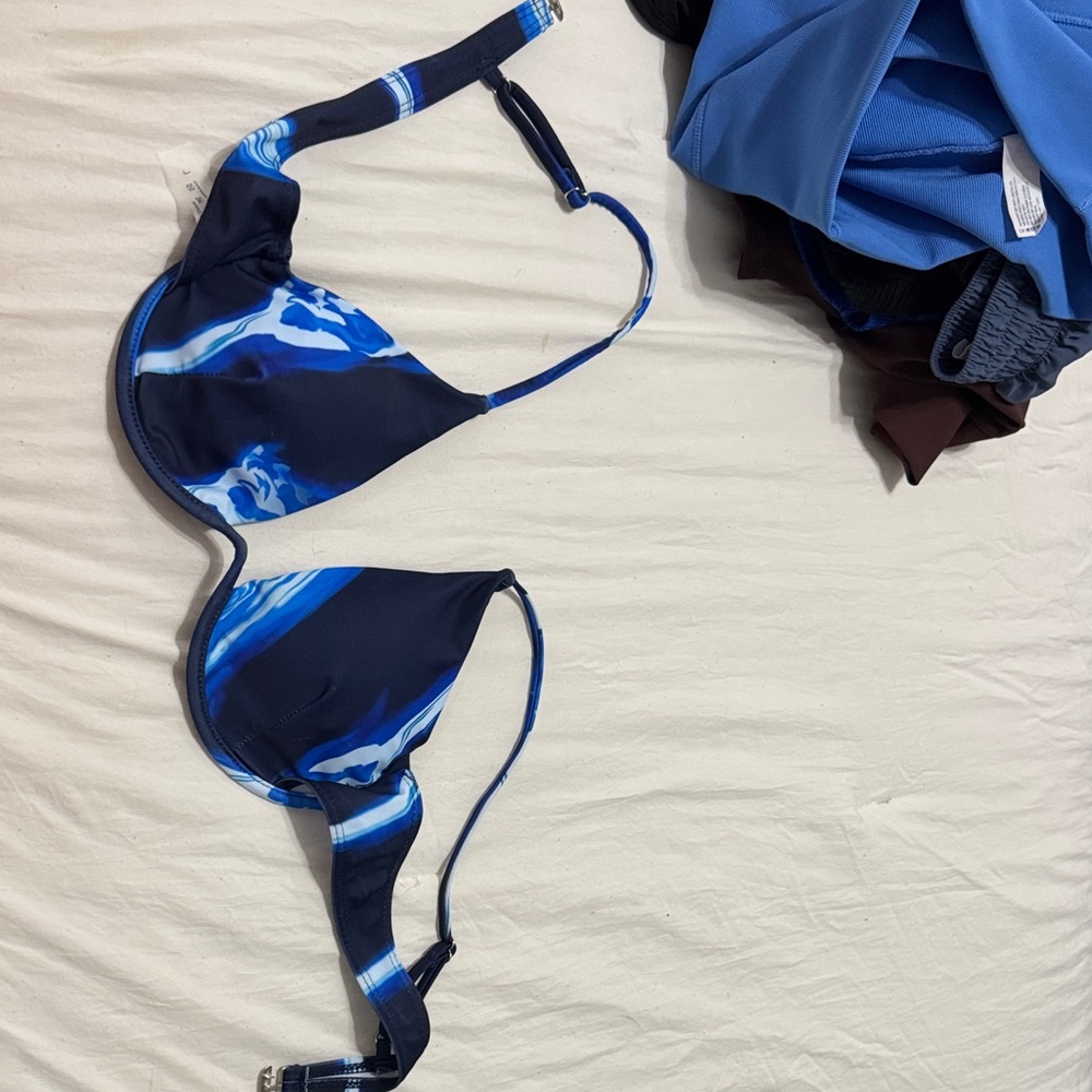 SHEIN Navy and Sky Blue Bikini Top